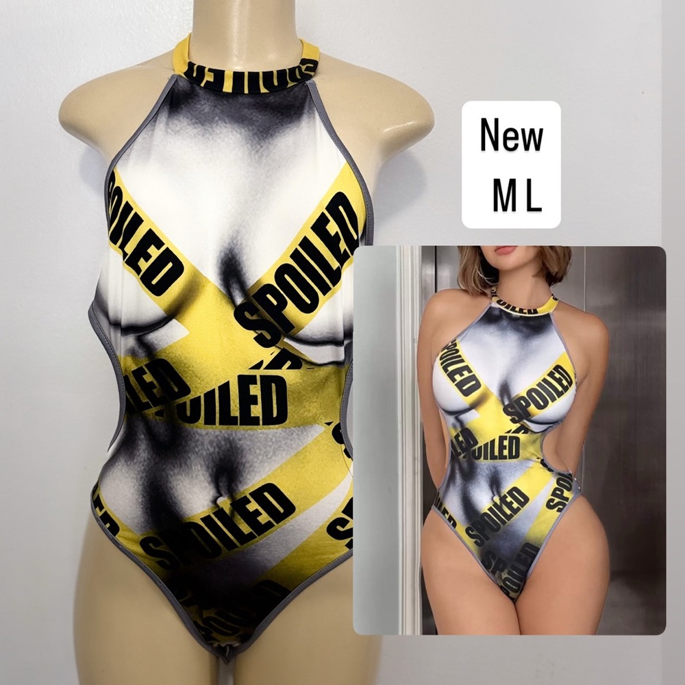 SHEIN Yellow and Black Skinny Jumpsuit